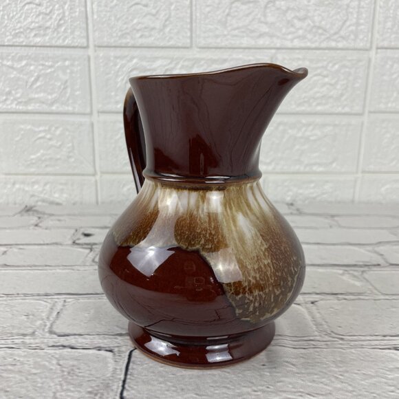 Vintage Brown Drip Glaze Ceramic Pitcher Jug Creamer JAPAN - Picture 2 of 8